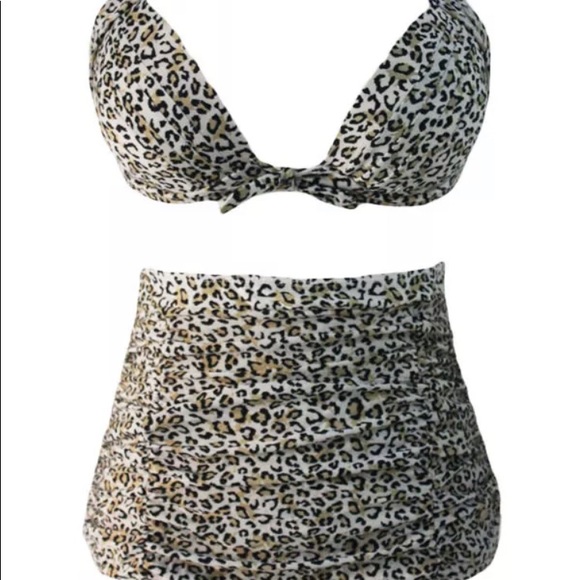 🐆RETRO Leopard Print Bikini 🐆Large - Picture 1 of 6
